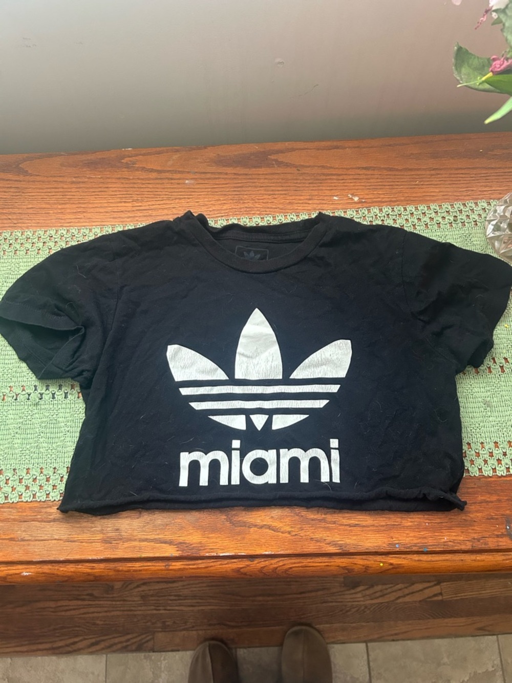 adidas Black Logo Tee with Subtle Trefoil Print